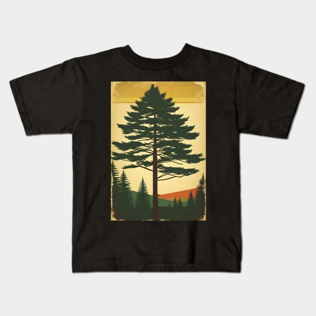 one pine vintage style Kids T-Shirt by Tree Tees